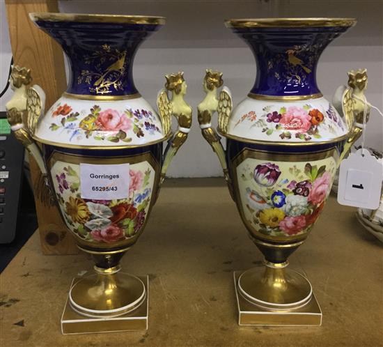 2 hand painted floral vases